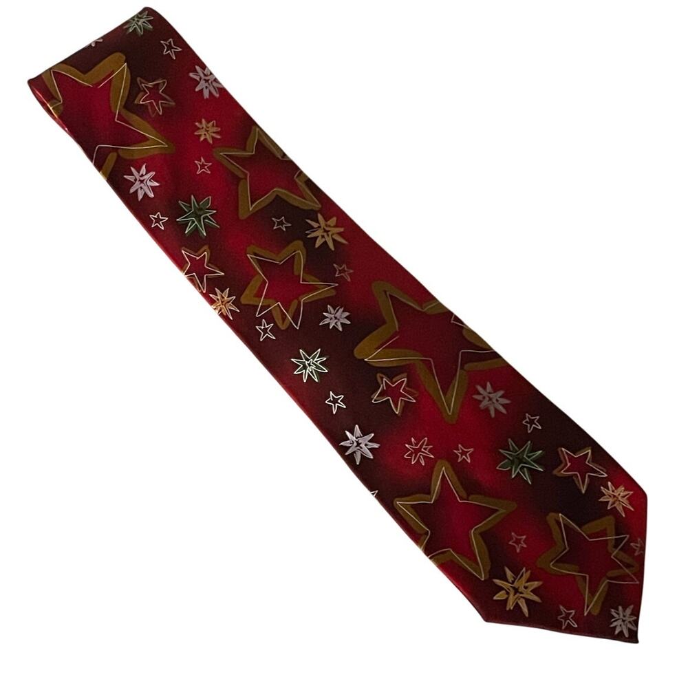 Jerry Garcia Tie Facets II Collection Forty One 2005 Red Gold Stars Silver Stars